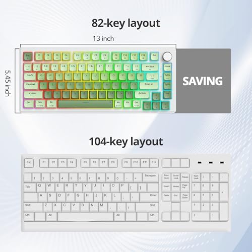 Transform Your Gaming Setup with the 75% Monster B Wired Mechanical Keyboard – 82 Keys, Gasket Mount Design, Hot-Swappable White Switches, RGB Lighting, Programmable Features for Mac/Windows – Unmatched Speed and Comfort for Gamers and Professionals