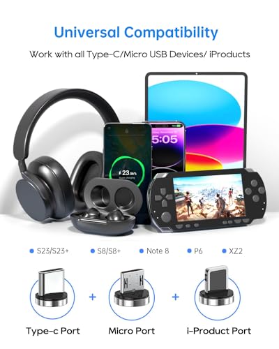 Kuulaa 6 FT 540 Rotating 3-in-1 Magnetic Phone Charger Cable – Universal Fast Charging & Data Transfer for Micro USB, Type C, i Phone Devices – Durable Nylon-Braided Design with 3 A Power and 480 Mbps Speed – Effortless Connection for Home, Office & Travel Use