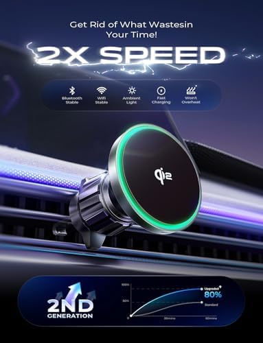 LISEN 15 W Qi2 Magnetic Car Charger – Rapid Wireless Charging Mount for i Phone 16, 15, 14, 13, 12 & Samsung Mag Safe Devices – Effortless Installation and Secure Grip for Safe Driving Navigation – Ultimate Hands-Free Companion for Road Warriors