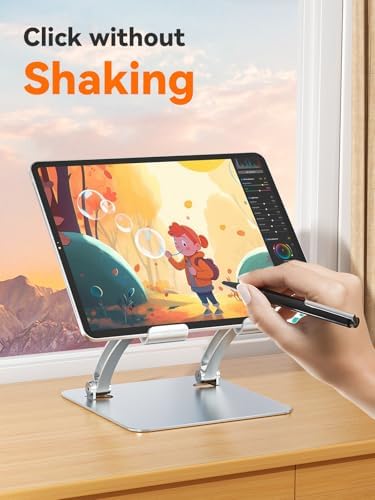 Tounee Aluminum Tablet Holder Stand – Dual Rod Adjustable Mount for Tablets, Kindles & Monitors (4.7″-16.5″) – Portable & Durable Desktop Accessory for Enhanced Viewing Comfort and Productivity