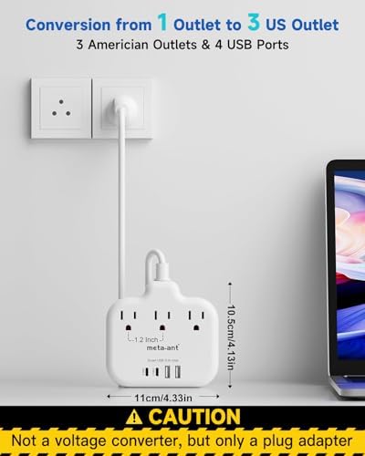 Ultimate Universal Travel Plug Adapter with PD30 W Fast Charging Hub – 3 Multi-Port Connectivity for International Travel, Featuring Dual USB-C & USB-A Outputs, 3 ft Extension Cord for Effortless Power in EU, US, UK, France & Spain – Perfect Solution for Global Adventurers Seeking Reliable Charging Options