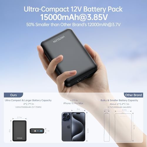 Compact 15000 m Ah 12 V Power Bank with PD45 W Fast Charging – Ultimate USB-C Battery Solution for Breast Pumps, Heated Jackets, and Outdoor Gear – Lightweight, Versatile, and Rapid Recharge for All Your Devices