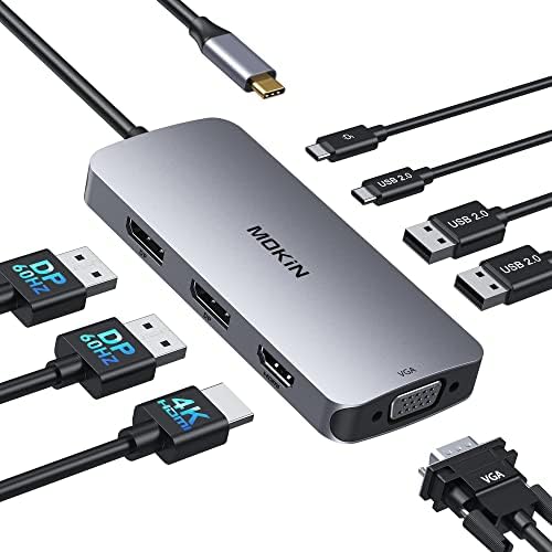 Maximize Productivity with Our 8-in-1 USB C Docking Station: Dual Display Port Multi-Monitor Adapter for Seamless Connectivity, Featuring HDMI, VGA, 2 USB A Ports, Fast USB C 2.0, and PD Charging – Perfect for Dell, HP, and Lenovo Laptops!