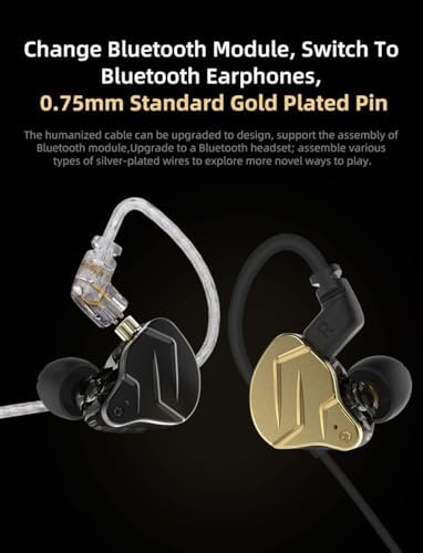 Elevate Your Audio Experience with KZ ZSN Pro X Wired Earbuds – Premium Hybrid IEMs Featuring 1 BA & 1 DD for Rich Bass and Crystal Clear Sound, Ergonomic Comfort for All-Day Wear, Detachable Cable for Personalization, Perfect for Musicians and Audiophiles, Stylish Gold Finish Enhancing Device Compatibility