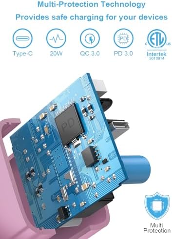 20 W PD USB-C Wall Charger with 6 FT Fast Charging Cable for i Phone 14/13/12/11/Pro/Pro Max/Mini/Xs Max/XR/X and i Pads – Rapid Power for Apple Devices with Enhanced Safety Features and Portability