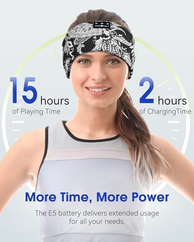 MUSICOZY Bluetooth 5.4 Sleep Headband – Ultra-Thin Stereo Earbuds for Uninterrupted Comfort and Performance, Sweat-Resistant for Active Lifestyles & Serenity (White Red) – Elevate Your Audio Experience with Innovative Design and Superior Sound Quality
