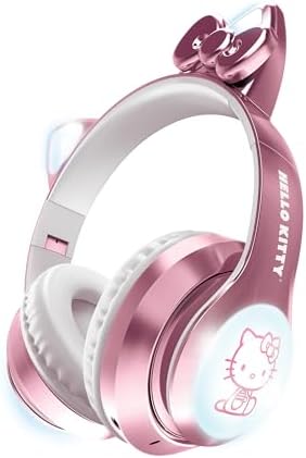 Hello Kitty Light-Up Wireless Bluetooth Headphones for Kids & Adults – Foldable, Adjustable Design with 8-Hour Playtime and Playful LED Earcups for a Fun Audio Experience in White Hello Kitty Light-Up Wireless Bluetooth Headphones for Kids & Adults – Foldable, Adjustable Design with 8-Hour Playtime and Playful LED Earcups for a Fun Audio Experience in White