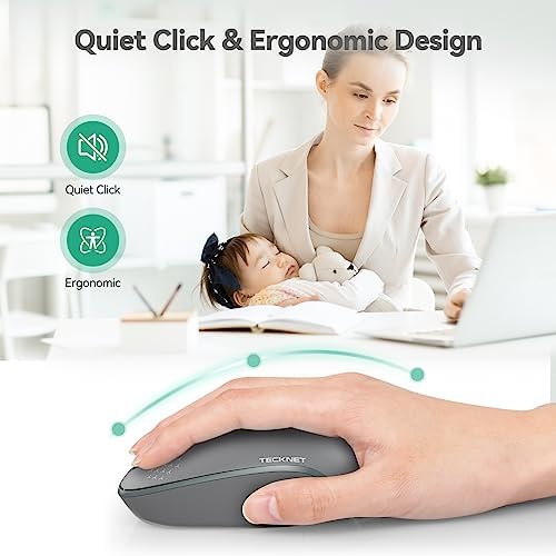 TECKNET 2.4 GHz Wireless Mouse – Ultra-Quiet & Portable Computer Companion with Adjustable DPI, USB Receiver, and Ergonomic Design for Seamless Use Across Chromebook, Laptop, PC & Mac – Enhance Productivity Effortlessly