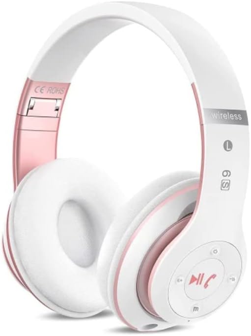 Experience Superior Sound with Falebare Wireless Over-Ear Headphones – Chic White & Rose Gold Design, 40-Hour Playtime, 6 Custom EQ Modes, Effortlessly Foldable for Travel, Built-In Microphone for Clear Calls, Plus TF/FM Radio Functionality for Complete Audio Versatility on Any Device. Perfect for Music Enthusiasts and Professionals Alike.