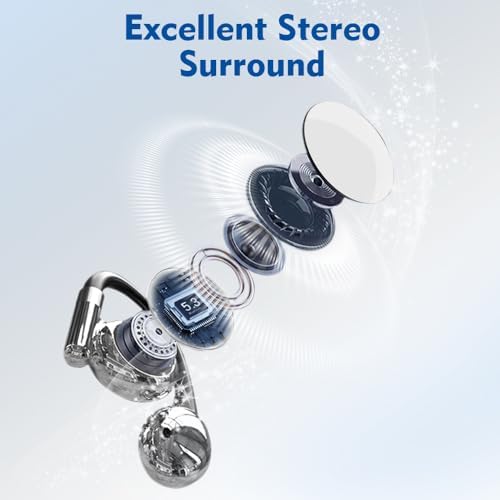 Premium Open-Ear Wireless Earbuds with Bluetooth 5.3 – Advanced Environmental Noise Cancellation for Enhanced Sound Clarity – Ergonomic Sports Headphones with Secure Fit and LED Charging Case – Ideal for Running, Cycling, and Active Lifestyles