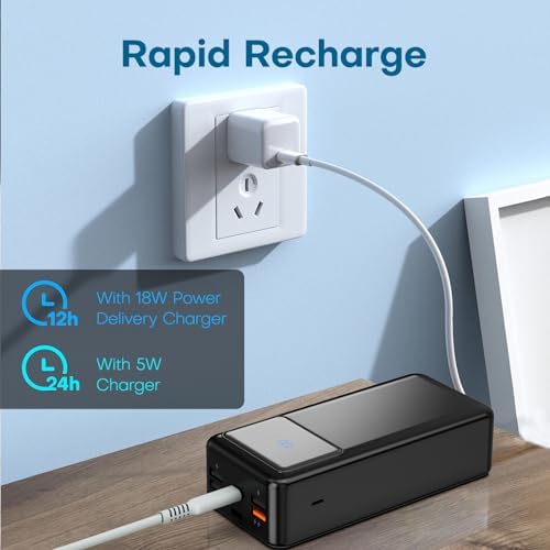 Ultra High-Capacity 50000 m Ah Power Bank with 5 Outputs & 3 Inputs – Fast Charging Portable Charger with 22.5 W USB-C Technology and LED Display for i Phone, Samsung, Android & More – Ultimate Multi-Device Power Solution for On-the-Go Charging