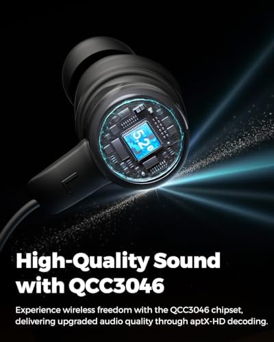 Transform Your Listening Journey with Sound PEATS Q35 HD+ Neckband Bluetooth Headphones – Experience Cutting-Edge Bluetooth 5.2 Technology for Seamless Connectivity, IPX5 Sweat-Proof Design for Active Lifestyles, Extended 17-Hour Battery Life, Quick Type C Charging, and QCC3040 Chipset for Unrivaled Compatibility – Ideal for Fitness Buffs and Everyday Commuters Seeking Premium Sound and Comfort