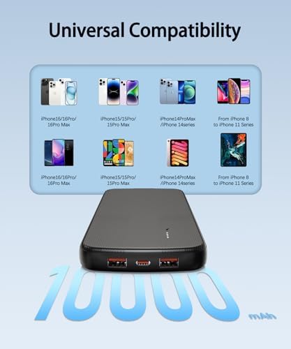 High-Efficiency 10,000 m Ah Eco-Friendly Power Bank – 22.5 W Fast Charging Portable Charger with Dual USB-A and USB-C Ports Designed for i Phone 16/15/14, Samsung, i Pad & Pixel – Charge Three Devices at Once with Advanced Heat Shield Technology for Ultimate Safety and Performance