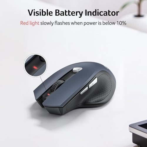 Acer Wireless Mouse for Laptop – Ergonomic 2.4 GHz Cordless USB Mouse with 3 Adjustable DPI Settings (800/1200/1600) for Enhanced Productivity | Perfect for Medium to Large Hands, Featuring 6 Functional Buttons for Office & Home Use, Durable Design for Long-Lasting Performance