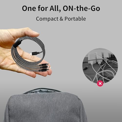 Versatile 4-in-1 Fast Charging Cable with E-Mark Chip – 65 W USB C Multi Charger for i Phone 16/15/14/13, i Pads, Android Devices & Tablets (4 FT) – Ultimate Solution for Quick Power Delivery and Enhanced Device Compatibility