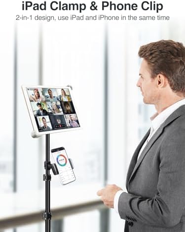 Ultimate Aluminum Alloy Tablet Tripod Stand with 360° Rotation and Adjustable Height – Versatile Holder for 7.9-11 Inch Devices, Ideal for Work, Streaming, and Presentations – Lightweight, Durable, and Portable i Pad Support for Enhanced Stability and Comfort