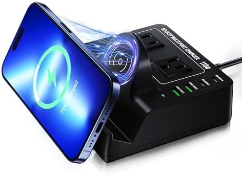 TOPOINT 7-in-1 Multi-Device Charging Hub with Wireless Charging Pad – 65 W Fast USB-C Power Strip for i Phone, Samsung, Mac Book, and More – Ultimate Compatibility and Space-Saving Design for Home and Office Use