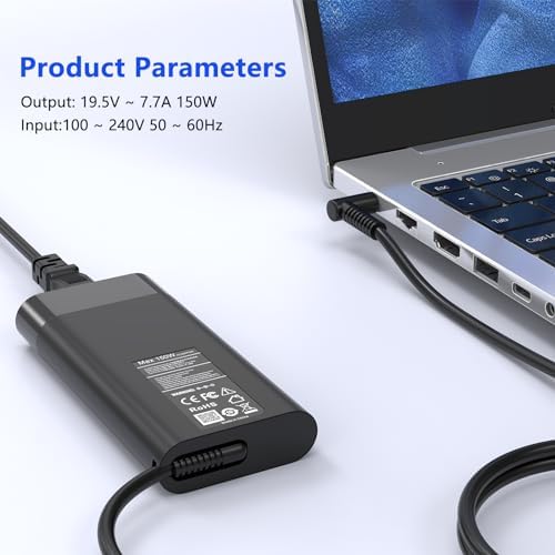 High-Performance 150 W Laptop Charger for HP ZBook, Studio, OMEN, and Pavilion – Optimized AC Adapter with Advanced Protection System and Rapid Charging Capabilities, Compatible with Multiple Models Including ZBook Fury G7/G8 and Elite Book 855 G7, Reliable Power Supply with Built-in Heat Dissipation Technology for Safe Operation and Long-Lasting Use, Includes Power Cord and 24/7 Customer Support