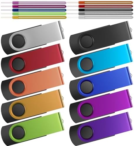 Kepmem 10-Pack 2 GB USB Flash Drives – Versatile Swivel Thumb Drives with Enhanced Compatibility, Ideal for Quick File Transfers and Backups, Assorted Colors for Personalized Style – Perfect Portable Pen Drive Solution for Students and Professionals