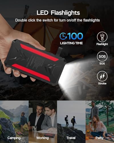20000 m Ah Solar Power Bank: Ultimate Waterproof Portable Charger with Dual 3 A Fast Charging Outputs, 4 Efficient Solar Panels, and Built-in Flashlights for Outdoor Adventures, Camping, and On-the-Go Device Charging – Black Edition