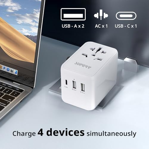 Global Travel Power Adapter: All-in-One USB Type-C Wall Charger for Fast Charging in Europe, USA, UK, AUS & Asia – Compact and Safe Multi-Device Charging Solution for Travelers – Reliable and Versatile Travel Accessory