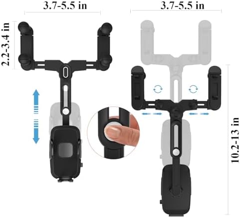 Mag Safe Rear View Mirror Phone Holder – Adjustable Magnetic Car Mount for i Phone 16/15/14/13/12 & All Mag Safe Devices – Secure Grip for Hands-Free Navigation – Compact Retractable Design with Effortless Installation – Elevate Your Driving Experience and Stay Connected Safely