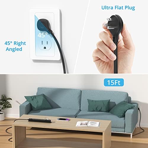 Ultra-Slim TROND Surge Protector Power Strip with 3 USB Ports & Type C – 4 AC Outlets for Maximum Device Protection & Charging Speed – 1440 J Surge Defense, ETL Listed, Space-Saving Wall Mount Design for Home Office & Dorm Use – Versatile Power Management Solution in Elegant Black