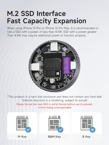 Revolutionize Your Storage with Hagibis Magnetic M.2 2230 NVMe SSD Enclosure – Ultimate USB-C 3.2 Gen2 Adapter for i Phone 16, 15 Pro Max, Mac Book, i Pad Pro & Android Devices | Lightning-Fast 10 Gbps Data Transfer, Durable Aluminum Design & Portable Convenience for On-the-Go Users