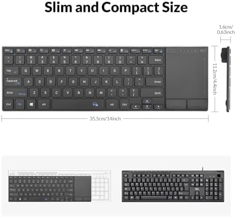 Transform Your Workspace with the Rii Ultra-Slim Wireless Bluetooth Keyboard – Multi-Device Rechargeable Stainless Steel Design with Multi-Touch Touchpad for Seamless PC, Mac, and Laptop Connectivity – Ergonomic, Durable, and Stylish for Effortless Typing and Navigation