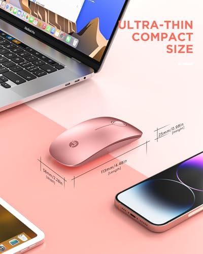 Sleek Purple Wireless Bluetooth Mouse – Effortless Dual Connectivity, 1600 DPI Precision, Whisper-Quiet Clicks, Long Battery Life for Enhanced Productivity and Versatile Device Compatibility