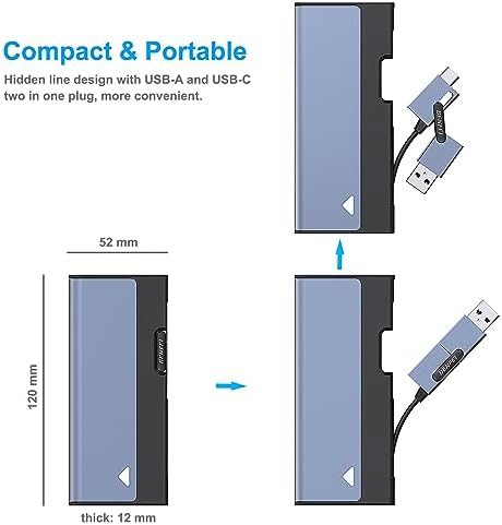 High-Speed BENFEI M.2 NVME SATA SSD Enclosure – 10 Gbps USB Type-C/Type-A Adapter for PCI-E & SATA Drives, UASP/TRIM Support – Compatible with 2230/2242/2260/2280 SSDs – Durable Aluminum Design for Optimal Heat Dissipation and Portability