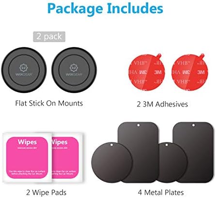 Wix Gear Universal Dashboard Magnetic Car Mount Holder (2 Pack) – Ultra-Slim Stick-On Design for Phones & Mini Tablets with Swift-Snap Technology – Secure, Scratch-Free Magnetic Grip for Safe Driving – Versatile Compatibility for All Devices