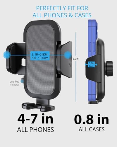 Premium Aluminum Alloy Rear View Mirror Smartphone Holder – Versatile Multi-Angle Adjustment and Rotatable Car Mount for 4-7 Inch Devices – Elevate Driving Safety and Accessibility with Stylish Black Finish for i Phone and Android Users