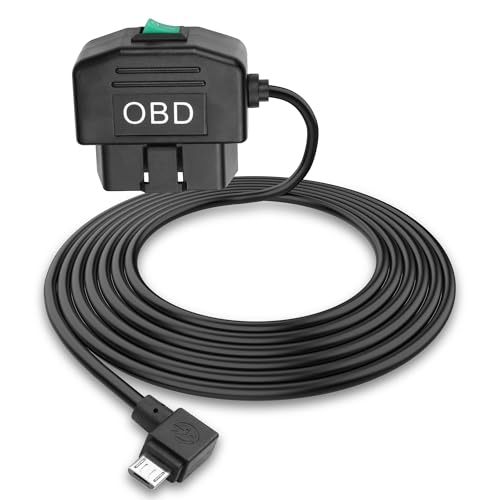 MEIRIYFA OBD OBD2 Power Cable for Dash Camera OBD to USB Type C Right Angle Hardwire Charger 90° Degree Wire Cord,12V-24V to 5V 3A 24 Hours Surveillance/Acc Mode with Switch Button (USB Type C) – Enhanced Compatibility and Speed