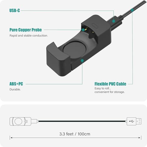 TUSITA 1 M Fast Charging Cable for Withings Scanwatch 2 & Light | Premium Durable Charger for Rapid Health Tracking | Essential Accessory for Effortless Power Management and Fitness Monitoring