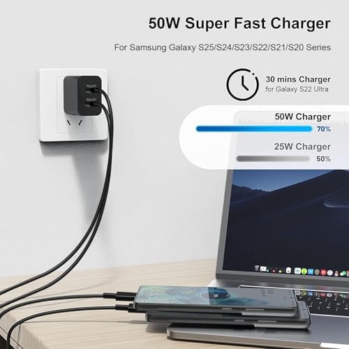 Super Fast 45 W USB-C Charger Cable Set – 2 Pack (6 ft & 10 ft) for Samsung Galaxy S25 Ultra, S24, S23, S22, Note 20 & More – Premium Durability, Versatile Lengths for Rapid Charging at Home or On-the-Go – Elevate Your Power Delivery Experience with Enhanced Compatibility and Long-Lasting Quality