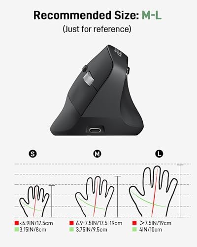Acer Ergonomic Wireless Vertical Mouse – Adjustable DPI (1000/1200/1600) for Ultimate Comfort, 6 Programmable Buttons, Rechargeable Design & 2.4 GHz USB Receiver for Seamless Compatibility with PC, Laptop & i Mac – Perfect for Long Hours of Use