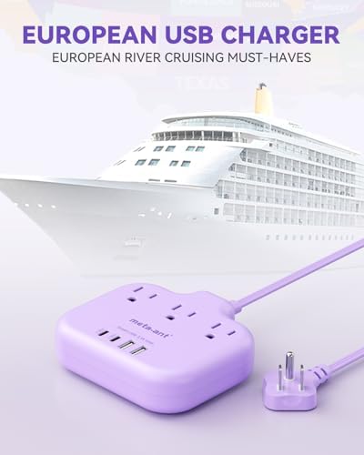 Stylish Brown Travel Power Strip with 5 Ft Cord – Compact Extension Solution Featuring 3 AC Outlets & 4 USB Ports (2 USB-C) for Rapid Charging – Ideal Desk Accessory for Tan Wood and Walnut Grain Décor – Maximize Functionality & Aesthetics in Any Space