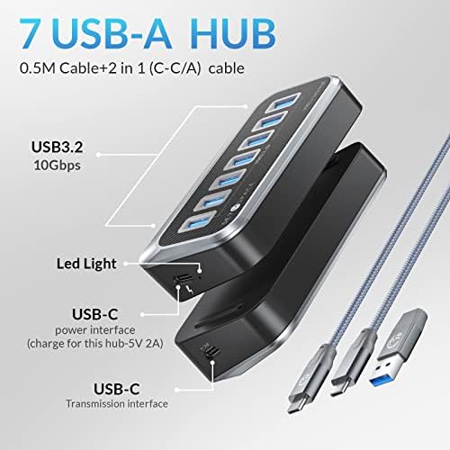 Transform Your Connectivity with Our 7-Port USB Hub – High-Speed USB 3.2 Gen1 Splitter Featuring Unique 32° Angled Design for Easy Access – Perfect for PCs, Laptops & More – Enjoy 5 Gbps Data Transfer Speeds with a 3.28 ft Cable for Ultimate Flexibility & Enhanced Productivity – Ideal for Home & Office Use