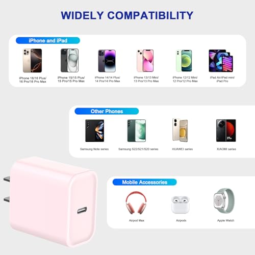 Ultimate 3-Pack USB-C Fast Charger for i Phone 16/15 – 20 W Power Delivery Quick Charge Adapter for i Pad Pro, Air Pods & More – Compact, Reliable & Safe Charging Solution for Home, Office, and Travel