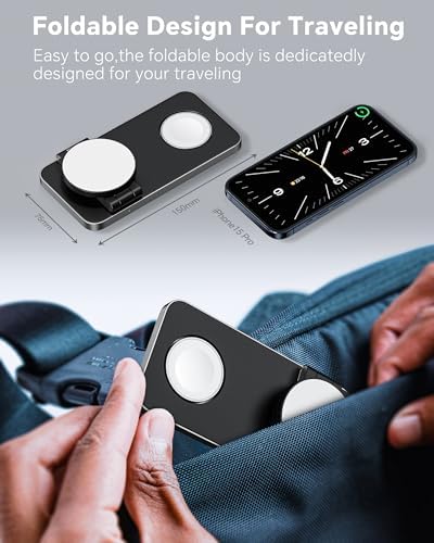 Ultimate 3-in-1 Foldable Wireless Charging Station for Apple Devices – Magnetic Mag Safe Stand for i Phone 12-16, Apple Watch, and Air Pods (Sleek Black) – Fast, Space-Saving, and Stylish Charging Solution
