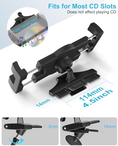 Transform Your In-Car Experience with the Woleyi 360° Rotatable CD Slot Tablet and Phone Holder – Universal Fit for i Pad Pro, Samsung Galaxy Tabs, and More – Effortless Installation for a Safer, Hands-Free Drive. Enjoy Optimal Viewing with 360° Rotation and Secure Grip for All Devices (4-13 inches) – Elevate Navigation and Entertainment in Your Vehicle with This Durable, Lightweight Mount Designed for Easy Access and Enhanced Safety on the Road.