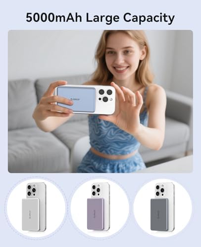 Ultra-Slim ORICO Kada Mag Safe 5000 m Ah Wireless Power Bank – Fast 20 W PD Charging with Type-C Cable – Essential Portable Charger for i Phone 12/13/14/15/16 Pro/Pro Max/Plus/Mini – Lightweight, Durable, and Magnetic Design for Effortless On-the-Go Power Solutions