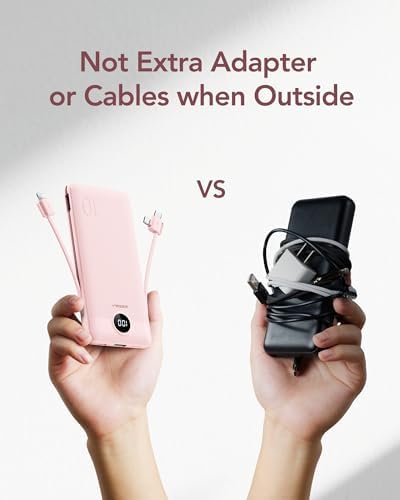 VEGER 10000 m Ah Slim Fast Charging Portable Power Bank with Built-In Cables and Wall Plug – Essential Travel Battery Pack for i Phone, i Pad, Samsung & More in Vibrant Green – Unmatched Convenience and Speed for Mobile Users