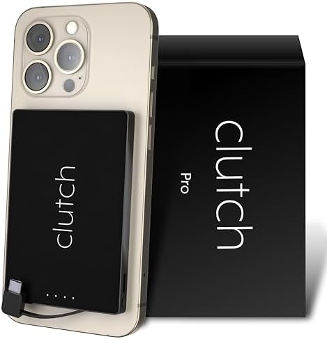 Clutch Pro USB-C Portable Charger: Magnetic Power Bank for i Phone 15 & Android – 5000 m Ah Battery, TSA Approved Travel Charger, Ultra-Lightweight Design with Built-in Cable for Effortless Connectivity – Perfect for On-the-Go Charging