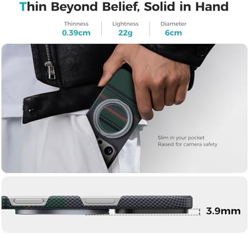 Revolutionize Your i Phone Experience with BENKS Armor Pop Magnetic Grip & Stand – 360° Rotatable Kevlar Phone Holder for Mag Safe, Perfectly Compatible with i Phone 16/15/14/13/12 Series, Ultimate Stability and Style for Everyday Use