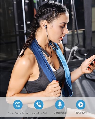 NANAMI Bluetooth Wireless Earbuds – IPX7 Waterproof In-Ear Headphones with Hi-Fi Stereo Sound, Magnetic Neckband & 18 Hours Playtime for Sports and Workouts – Enhanced Comfort & Noise Cancellation for Active Lifestyles