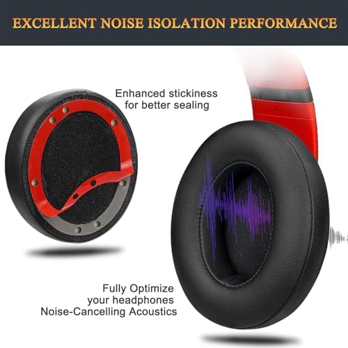 Transform Your Beats Studio Listening with Solo WIT Premium Replacement Ear Pads – Luxurious Soft Protein Leather Cushions Featuring Noise Isolation Memory Foam for Ultimate Comfort and Superior Sound Quality, Vibrant Orange Design for Enhanced Style with Studio 2 & 3 Headphones