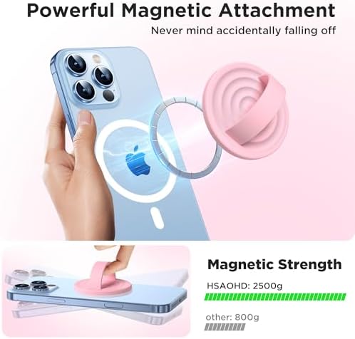 Upgraded Magnetic Phone Grip for i Phone: Premium Silicone Loop Holder with Mag Safe Compatibility – Ergonomic 360-Degree Stand, Non-Slip Design in Sleek Black for Enhanced Comfort and Secure Handling on i Phone 16/15/14/13/12 Pro Max/Plus