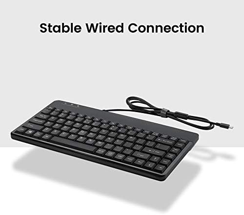 Compact Perixx PERIBOARD-409 H Wired USB Mini Keyboard with Dual USB Hubs – Effortless Typing Experience for Limited Spaces, Enhanced Compatibility, and Fast Connectivity